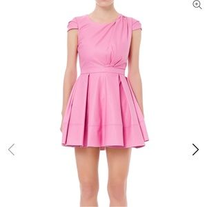 NWT Elisabetta Franchi Faux Leather Summer Mini Dress Pink Size 42